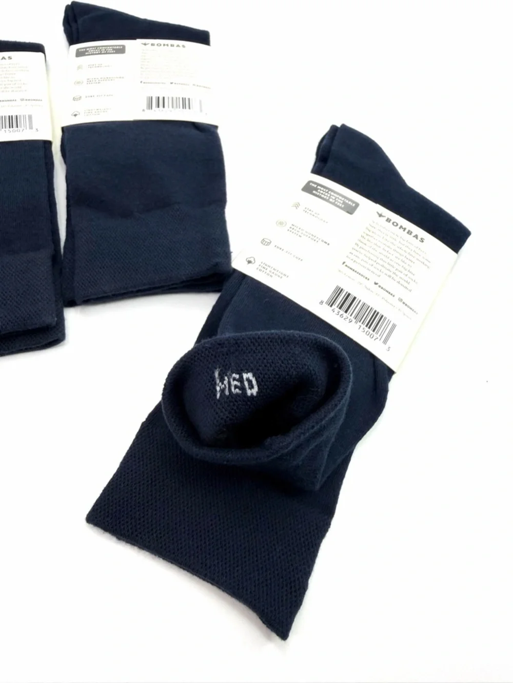 Bombas Navy Blue Lightweight Women’s Calf Dress Crew Socks Set of 3 Pairs NWT